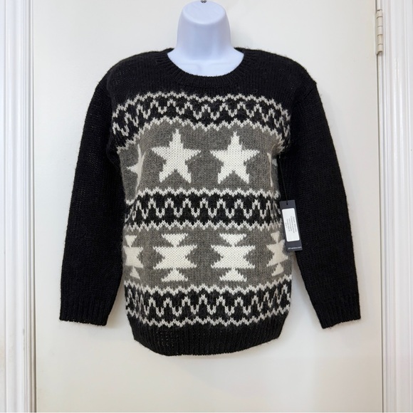 291 Venice Women's Star Sweater, Crew Neck, Long Sleeve, Black Gray White Size 1 - Picture 1 of 14